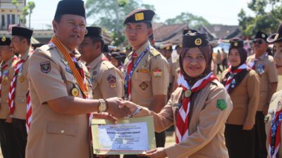 Pj. Bupati Lampung Barat Pembina Apel Besar Hari Pramuka Perkemahan Wirakarya Cabang Lampung Barat 2024