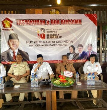 Rayakan HUT ke-18, DPC Gerindra Banyuwangi Gelar Tasyakuran dan Pengobatan Gratis dan Pembagian Sembako