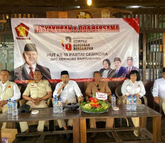 Rayakan HUT ke-18, DPC Gerindra Banyuwangi Gelar Tasyakuran dan Pengobatan Gratis dan Pembagian Sembako
